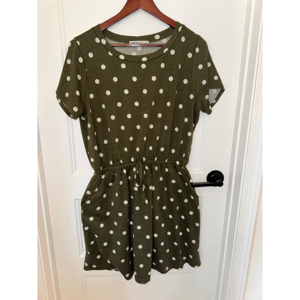 Merri Skye Olive Green Polka Dot Mini Dress - 0X
